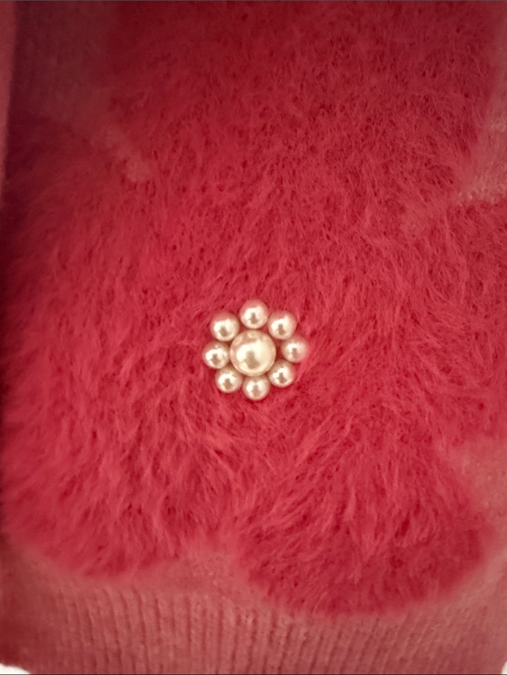 Nanette Lepore Hot Pink Floral Pearl-Embellished Crewneck Sweater - Picture 5 of 5